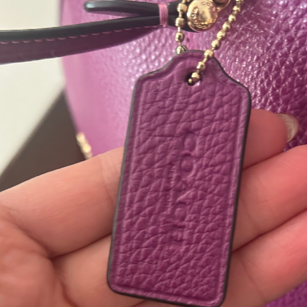 Coach Purple Pebbled Leather Satchel with Gold Hardware - Picture 2 of 11